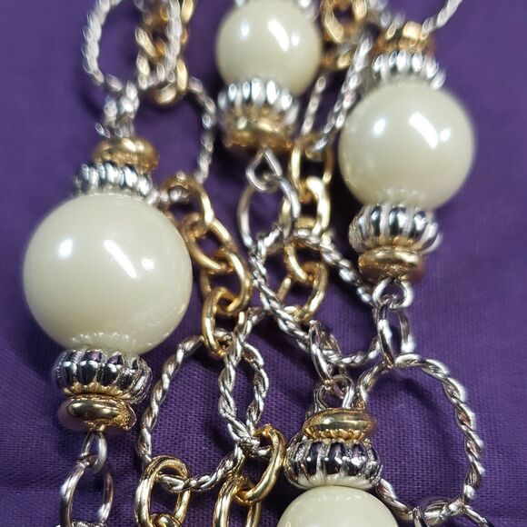 Bijoux Stella Multistrand Mixed Metals Faux Pearl Bracelet, NWT - Picture 8 of 12